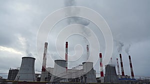 Heat electric power station and cloudy sky, 2 videos in 1