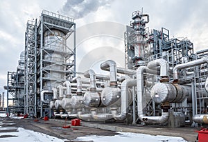 Heat exchanger in an oil refinery, large size, daylight photo