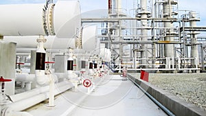 Heat exchangers in a refinery. The equipment for oil