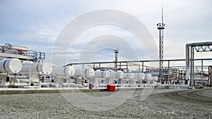 Heat exchangers in a refinery. The equipment for oil