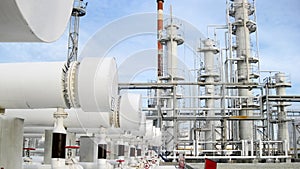 Heat exchangers in a refinery. The equipment for oil