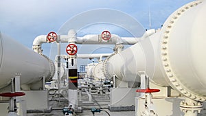 Heat exchangers in a refinery. The equipment for oil