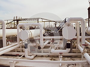 Heat exchangers in a refinery. The for oil refining