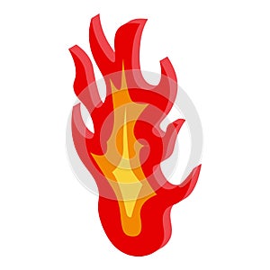 Heat fire flame icon, isometric style