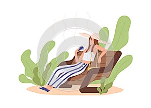 Heat and hot weather concept. Person sitting outdoors, feeling bad and tired because of high temperature on stuffy day