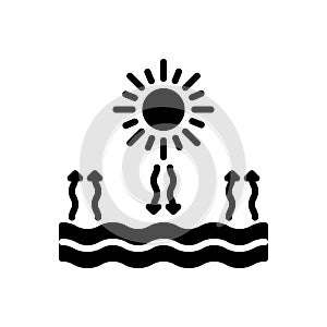 Black solid icon for Heat, sun and bright