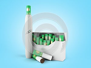 Heat not burn tobacco product technology electronic cigarette 3d render on blue gradient