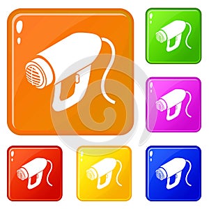 Heat power tool icons set vector color