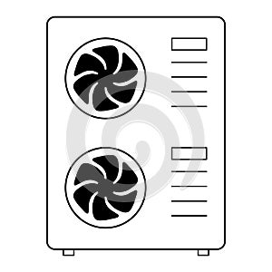 Heat pump air source icon, cooling electric system machine, cool web vector illustration