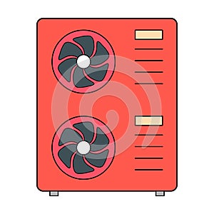 Heat pump air source icon, cooling electric system machine, cool web vector illustration