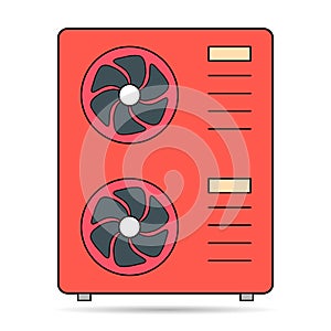 Heat pump air source shadow icon, cooling electric system machine, cool web vector illustration