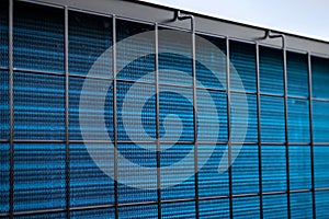 Heat pump radiator grille close-up