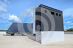 Heat pump and solar collector on the roof