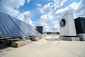 Heat pump and solar collector on the roof