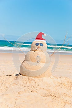 Heat Resistent Snowman Sunbathing On Beach