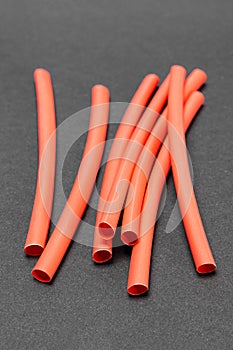 Heat shrink tubing to protect cable insulation, close-up