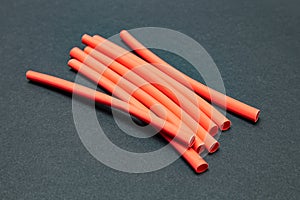 Heat shrink tubing to protect cable insulation, close-up