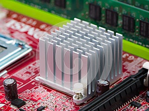 Heat sink on a computer motherboard