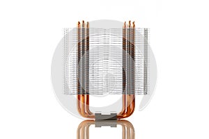 Heat sink of cpu tower air cooler, isolated on white