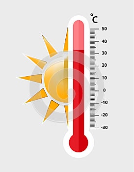 Heat thermometer icon - vector measurement symbol hot, cold, weather illustration - Vector