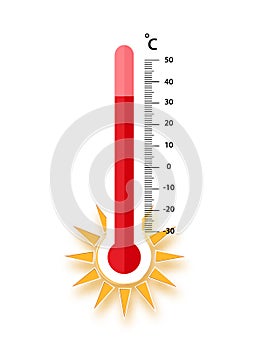 Heat thermometer icon - vector measurement symbol hot, cold, weather illustration - Vector