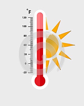 Heat thermometer icon - vector measurement symbol hot, cold, weather illustration - Vector