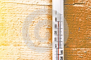 Heat, thermometer shows the temperature is hot concept of hot weather.