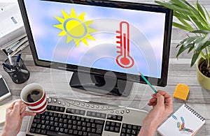 Heat wave concept on a computer