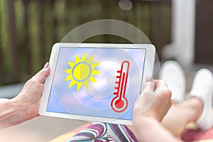 Heat wave concept on a tablet