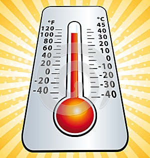 Heat wave. Maximum temperature thermometer illustration III.