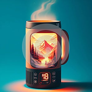 A heated mug keeping beverages warm for longer periods, idea fo photo