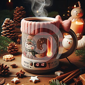 A heated mug keeping beverages warm for longer periods, idea fo photo