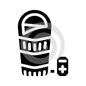 heated sleeping bag glyph icon vector illustration