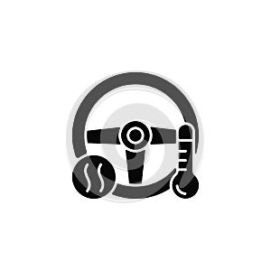 Heated steering wheel black glyph icon