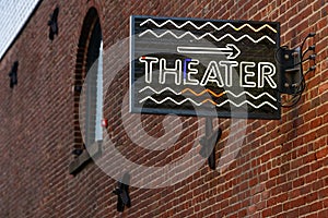 Heater sign indicating a space used for exhibitions, shows, concerts and theatre plays.