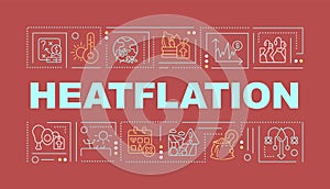 Heatflation text with thin line icons concept