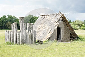 Heathen shanty - building partially in ground, Pohansko, Czech republik