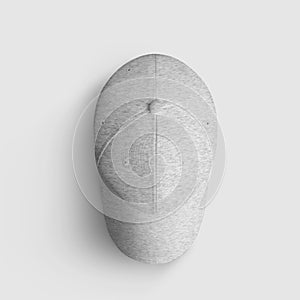 Heather gray hat template with visor, top view, isolated on background, textured panama for sports, baseball cap