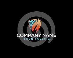 Heating and Air Conditioning Service Logo Template.