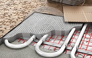 Heating concept. Underfloor heating.