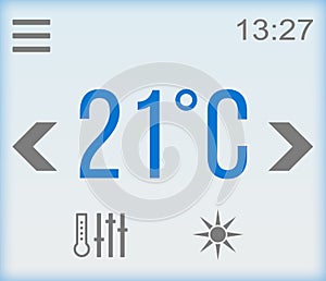 Heating control system. Application displaying temperature in house