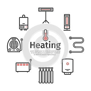 Heating and cooling banner. Ventilation and conditioning vector illustration.