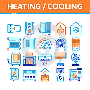 Heating And Cooling Collection Vector Icons Set photo