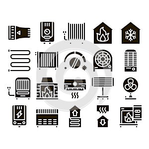 Heating And Cooling Collection Vector Icons Set photo