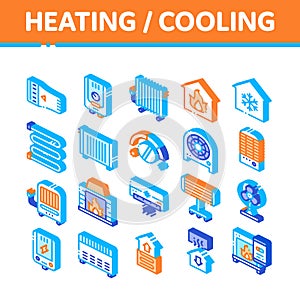 Heating And Cooling Isometric Vector Icons Set