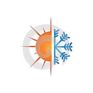 Heating and cooling logo design vector image photo