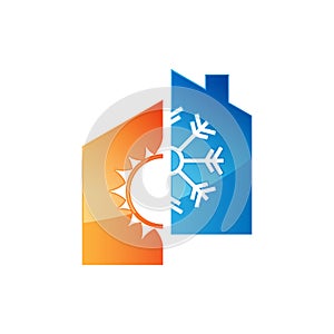 Heating and cooling logo design vector image photo