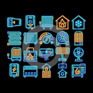 Heating And Cooling neon glow icon illustration