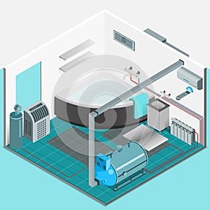 Heating Cooling System Interior Isometric Concept