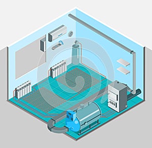 Heating Cooling System Interior Isometric Template